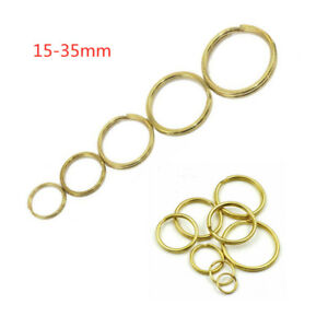 Solid Brass Split Rings Key Ring 15mm-35mm Hoop Loop Leather Holder DIY Hardware