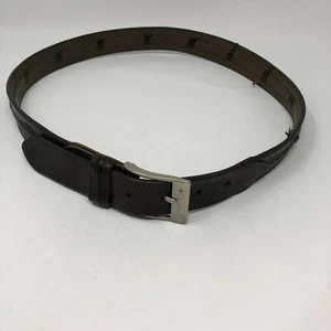 Cinturón para hombre Columbia talla 34 cinturón de inserción trenzada de cuero marrón hebilla plateada - Imagen 1 de 7