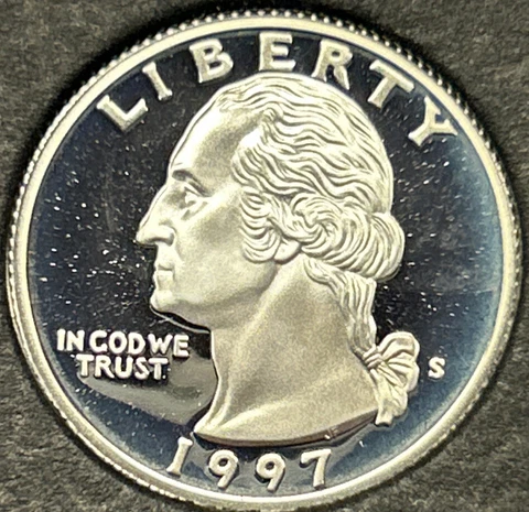 1997 S Proof Silver Washington Quarter From Proof Set With Free Shipping Cover