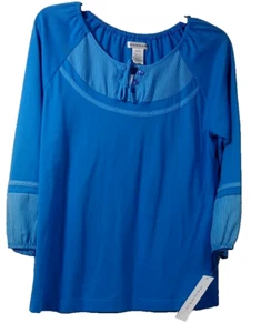 French Blue Blouse size Med NWT LS peasant style pullover Top M HANNAH Womens - Picture 1 of 10