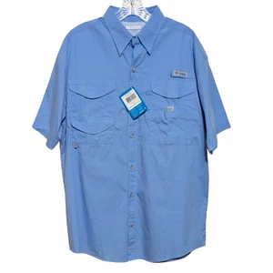 Columbia Vented Shirt Mens M PFG Light Blue Bonehead S/S Fishing Outdoors NWT - Picture 1 of 9