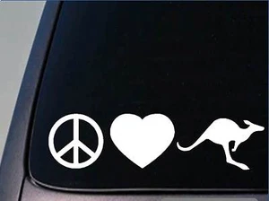 Peace Love Kangaroo sticker *H53* 8" vinyl decal zoo safari australia joey - Picture 1 of 1