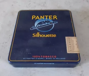 Antique cigars tobacco Tin box PANTER Silhouette vintage old vtg Netherlands blu - Picture 1 of 8