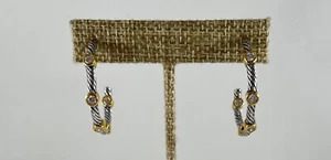 Premier Designs Jewelry High End Cubic Zirconia Hoop Gold Silver Plated Earrings - Picture 1 of 6