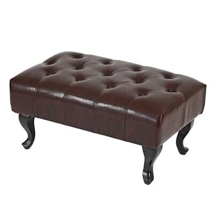 Sgabello da seduta ottomano Chesterfield Oxford 39x77x47 cm ecopelle marrone antico - Foto 1 di 4