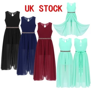 UK Girl Maxi Dress Rhinestone Evening Party Ball Gown Christening Princess Dress - Picture 1 of 45