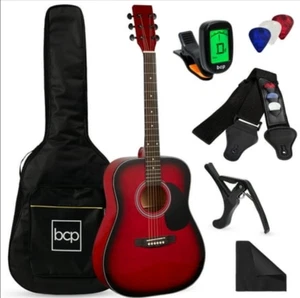 41" Acoustic Guitar Starter All wood Kit w/Gig Bag, Strap,Digital Tuner, Strings - Picture 1 of 3