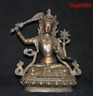 Old Tibet Buddhism Bronze Gilt Hold Sword Manjushri Tara Goddess Buddha Statue
