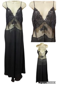 Vintage Avenue Body Nightgown Negligee Womens 18/20 Black Sheer Lace Bodice NWT - Picture 1 of 10