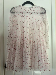 Stella McCartney Kids Size 12 Tulle Red/Pink Dot Dress Long Sleeve Party NEW - Picture 1 of 8