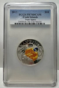 2013 $10 Cook Islands Nano Space PCGS NGC PR70 Silver Coin w/ Nano Chip 50 Grams - Picture 1 of 2