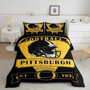 Football Comforter Set,Pittsburgh Bedding Set King Size,American Football Cit... - Bild 1 von 6