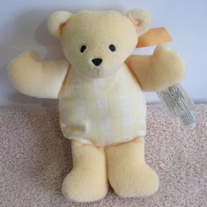 Vintage North American Bear Co - Yellow Plaid Flatobearius Bear Rattle w/ tag - Picture 1 of 6