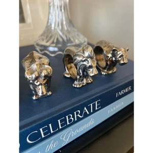 Heavy Silver Animal Napkin Ring Set – Vintage-Inspired Safari Table Decor - Picture 1 of 4
