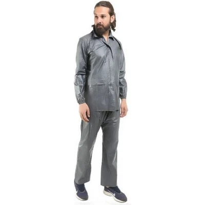 Unisex Grey Polyester Rain suit With Hood Lightweight waterproof comfortable 2PC - Image 1 of 3