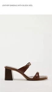 Zara Leather Sandals With Block Heel Size: UK 5 - Picture 1 of 7