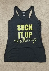 Chin Up Suck it up Buttercup Black Heather Size Small item #CHIN0108 J - Picture 1 of 1
