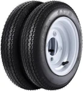 4.80-8 4.80x8 480-8 4.80-8 Trailer Tires w 8'' Rims, 4 Lug on 4'' Load Range C - Picture 1 of 7