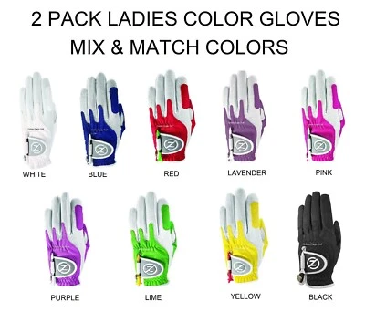 Ladies 2 Pk Zero Friction Compression-Fit Golf Glove 9 Colors One Size Fits All - Image 1 of 4