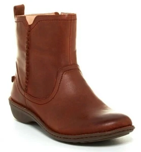 UGG Neevah Womens Leather Sheepskin Lined Zip Ankle Boot Chocolate Brown Size 6 - Picture 1 of 2