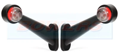 2x RED WHITE RUBBER SIDE STALK MARKER LIGHT IFOR WILLIAMS INDESPENSION TRAILER - Image 1 of 3