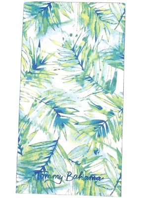 Tommy Bahama Baja Island Palm Fronds Beach Towel Watercolor Lime Green Blue NEW - Image 1 of 4