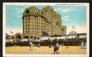 Postcard Scarce Atlantic City NJ Hotel Traymore Boardwalk Shops Beach Posted - Picture 1 of 2