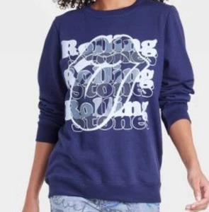 Women's Rolling Stones Graphic Sweatshirt - Navy Blue Small S New - Picture 1 of 10