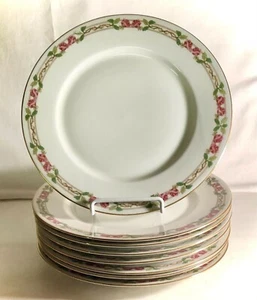 8 W.M. Guerin Limoges Frankreich Rose & Stiel Band 9 3/4" Essteller - Bild 1 von 2