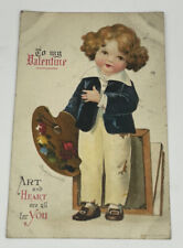 Antique To My Valentine Postcard with two Green Washington 1c Stamps