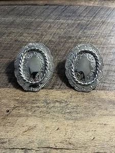 Vintage Taxco Concho Earrings Sterling Silver Large Oval Post TM-78 Western - Picture 1 of 8