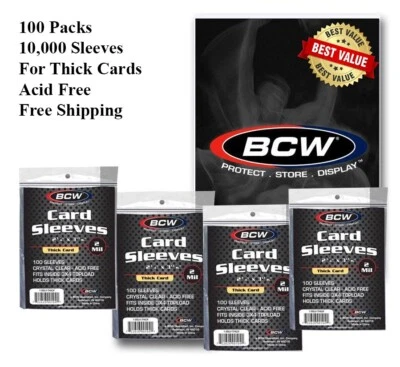 10000 BCW GRUESO Fundas para Tarjetas de Béisbol Deportivas Comerciales Bolsa Suave Protector Sin Ácido Foto 1 de 2