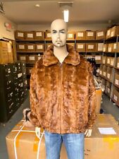 NEW Mens 100% Genuine Mink Fur Winter Jacket Fashion Coat Whiskey Brown USA