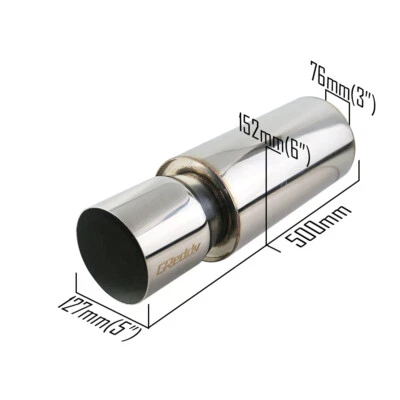 3'' Inlet 5'' Outlet Great Sound Straight Exhaust Muffler 6'' Body Resonator - Image 1 of 4