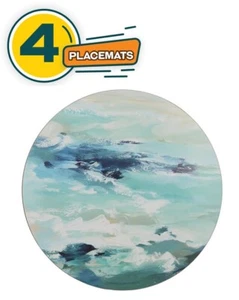 4 Pcs Creative Tops Ocean Ripple Premium Placemats Round Tablemats Placemats New - Picture 1 of 1