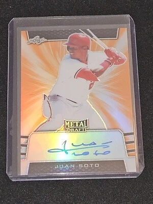 2019 Leaf Metal Draft Baseball Juan Soto Orange Prismatic Auto 7/7 RARE BA-JS1 - Image 1 of 2