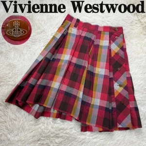 Vivienne Westwood Check Pattern Asymmetric Wrap Skirt Size2 Used Japan - Picture 1 of 7