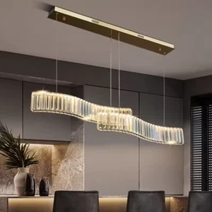 Lampadario doppia onda in cristallo moderno 100w con telecomando tripla luce - Foto 1 di 4
