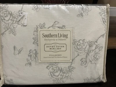 Juego de funda nórdica Southern Living Queen 2 fundas estándar Blythe lino algodón nuevo Foto 1 de 4