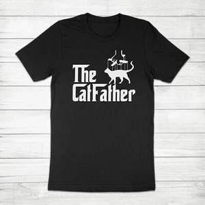 T-shirt unisex The Catfather gatto papà padrino divertente regalo festa del papà amante degli animali domestici - Foto 1 di 13