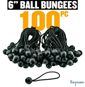 (100) NEU 6 Zoll schwarz Ball Bungee Bungie Kordel strapazierfähig Baldachin Plane Befestigungsgurte - Bild 1 von 3