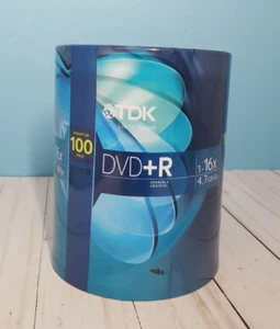 TDK DVD + R Recordable 1-16x 4.7GB 100 PACK Spindle SEALED NEW TDK Electronics - Picture 1 of 4