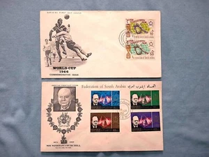 2 Antiqua envelopes futbool world cup 1966 yeqr and Sir Winston Churchil send fr - Picture 1 of 1