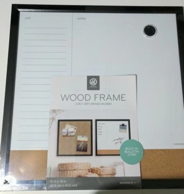 Wood Frame Black trim 2 in 1 Dry Erase Board 16" X 16" NEW - Image 1 of 4