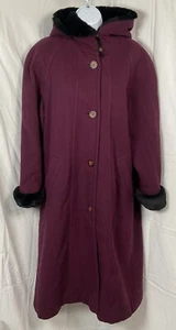 Vintage LL Bean Wool, Alpaca Blend Parka Coat Small Cranberry Red USA Made - Picture 1 of 18