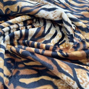 Tiger Print Fabric Velboa Faux Fur Velour Animal Print Craft Fabric Material - Picture 1 of 5