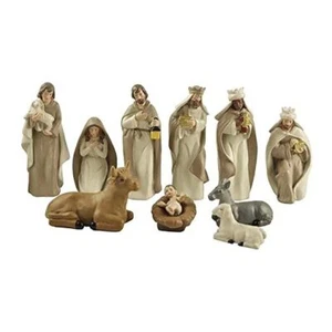 Artisan Flair Nativity Christmas Set Manger Scene - 10pcs Hand 4.8inch White - Picture 1 of 8