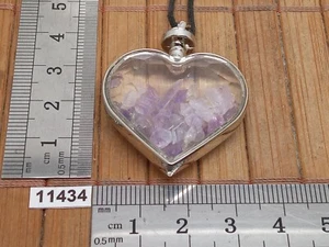 Herz Anhänger AMETHYST + verstellbare Kordel Lithotherapie Reiki Liebe Valentinstag - Bild 1 von 5