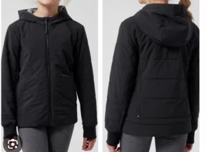 Athleta Girl Jump To It Full Zip Quilted Jacket Size XXL (16)  Black Hood - Picture 1 of 7