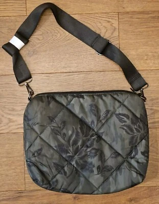 Quilted Green Black Flower Crosss Body Purse - Image 1 of 4